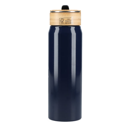 Rear View of Blue Billy 26oz ECO Aluminum Bottle w/ FSC® Bamboo Lid plain
