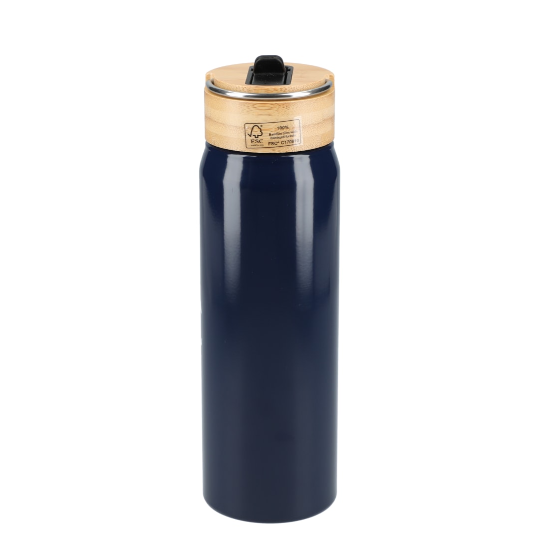 Rear View of Blue Billy 26oz ECO Aluminum Bottle w/ FSC® Bamboo Lid plain
