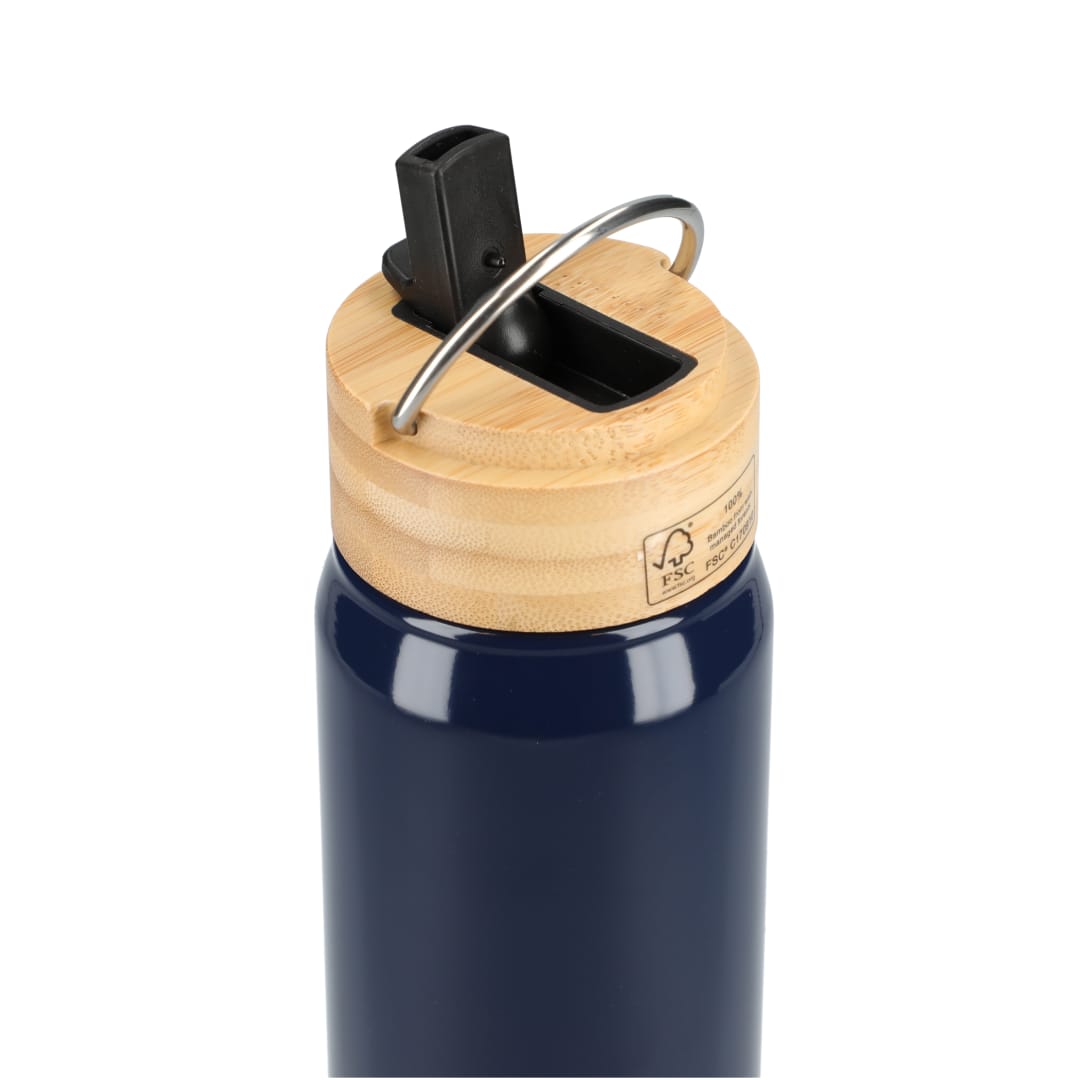 Rear View of Blue Billy 26oz ECO Aluminum Bottle w/ FSC® Bamboo Lid