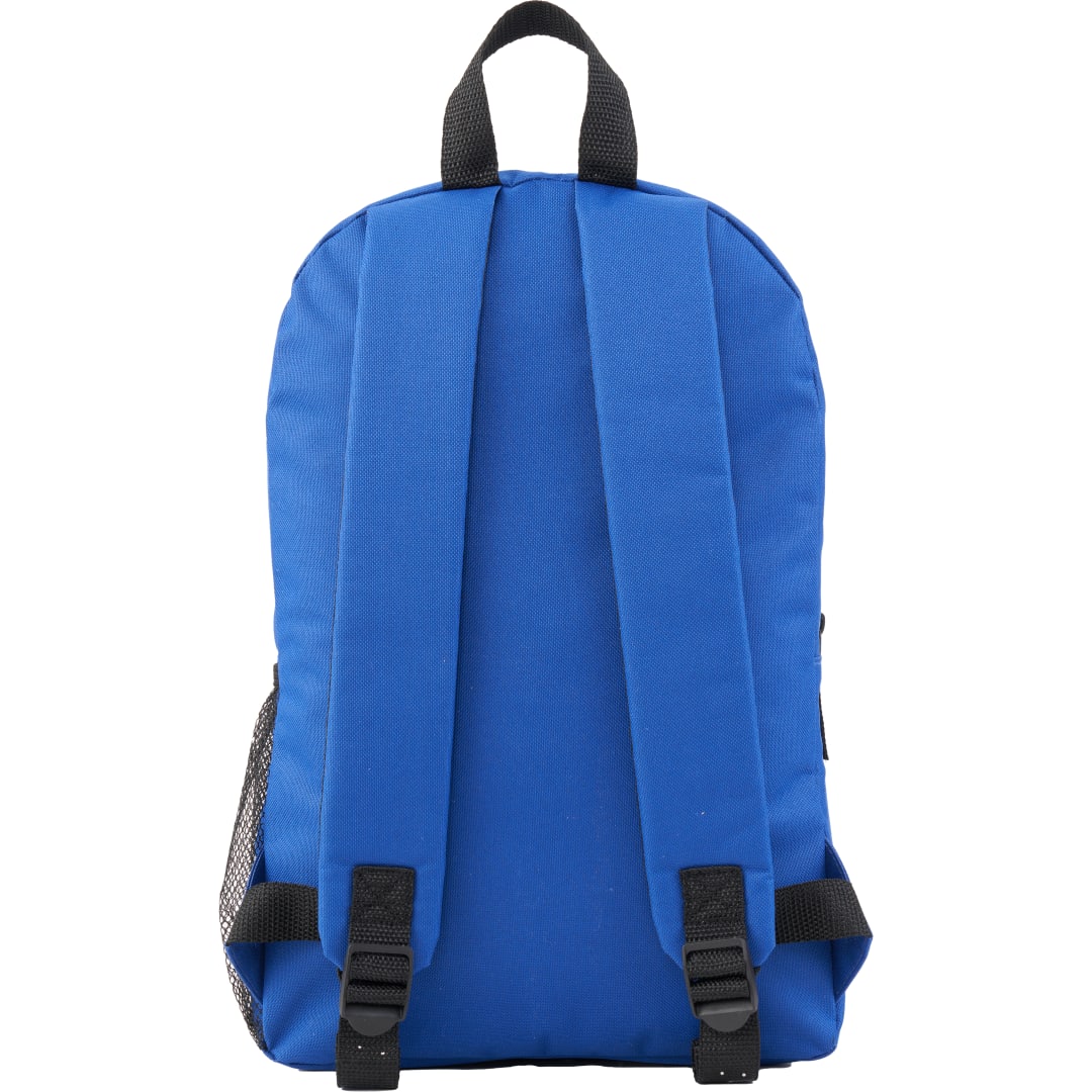 Rear View of Blue Brix Recycled Backpack