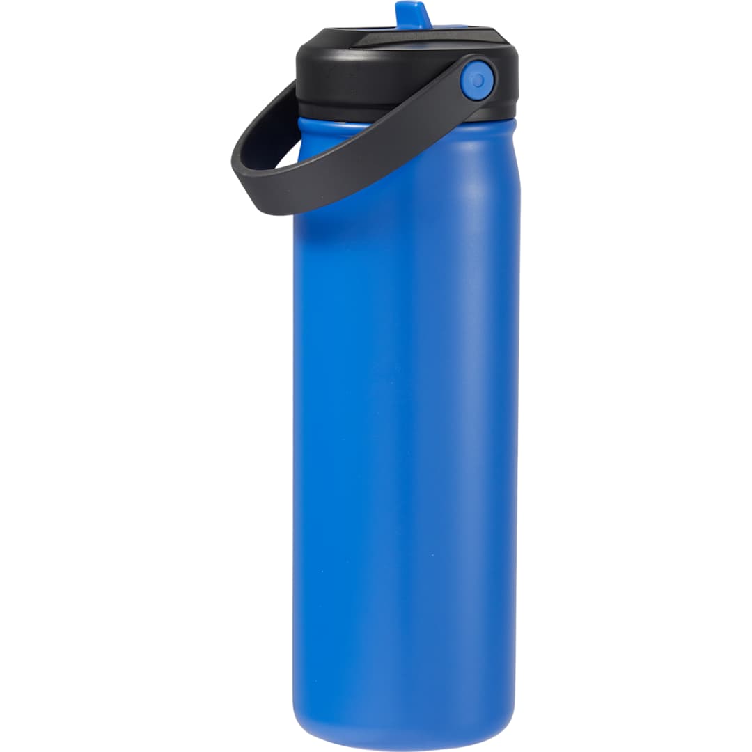 Rear View of Blue Carpo 20oz Straw lid Vacuum Bottle