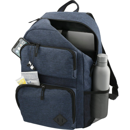 Rear View of Blue Graphite Deluxe 15" Computer Backpack plain