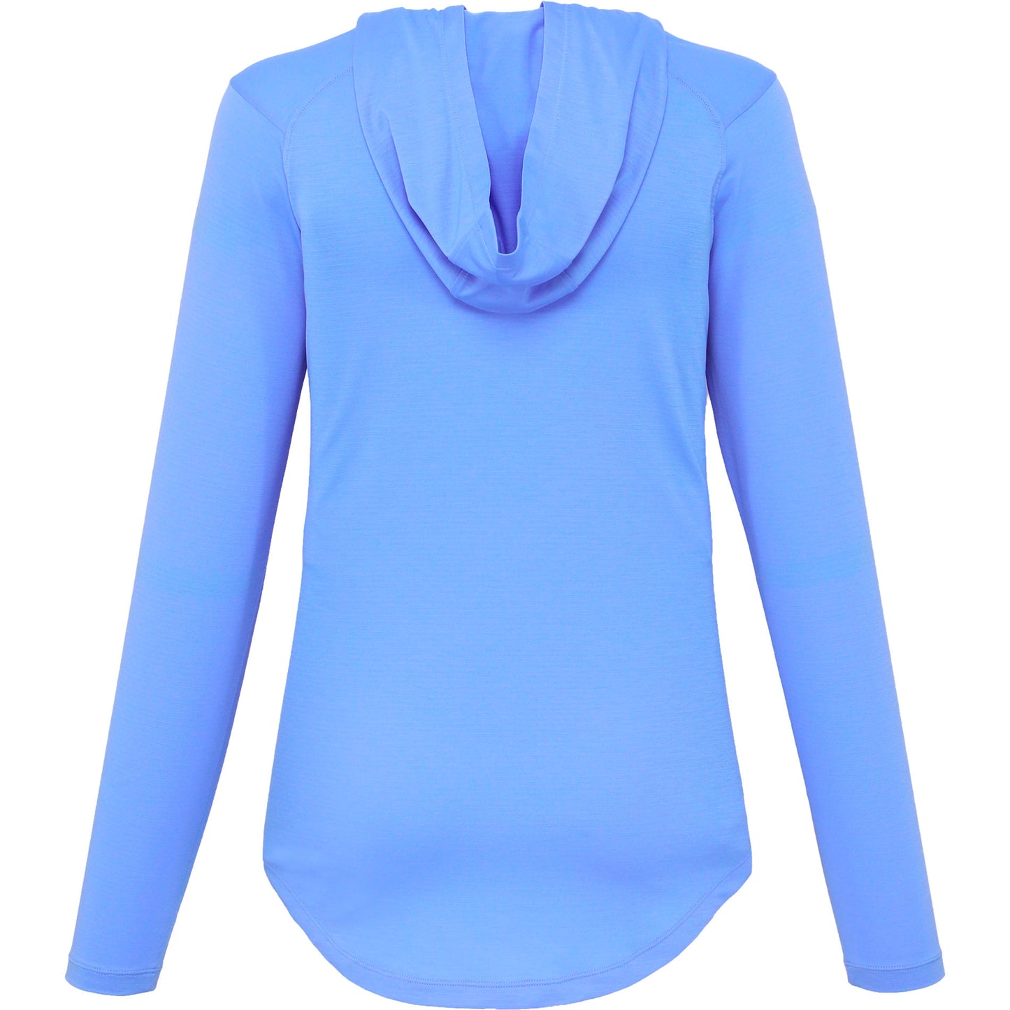 Rear View of Blue IZU Everything Performance Hoodie - Women's plain