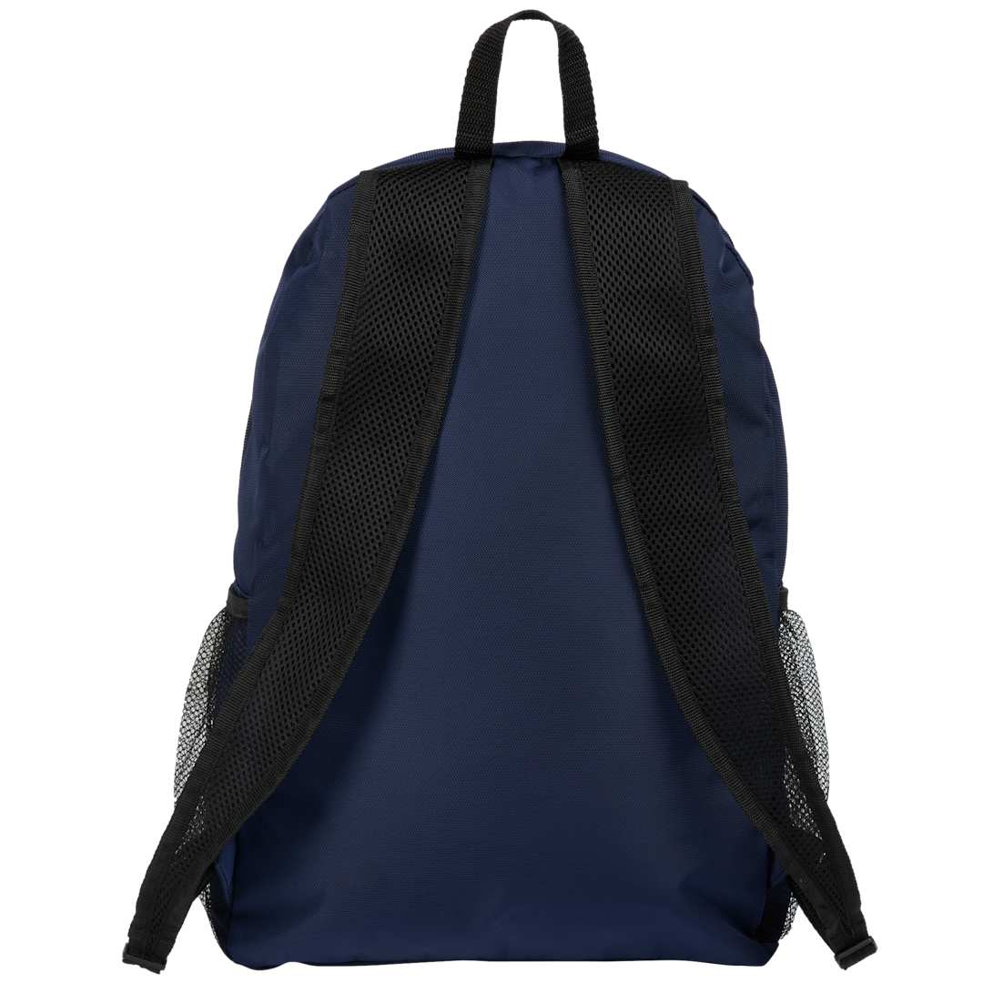 Rear View of Blue Packable Recycled Backpack plain