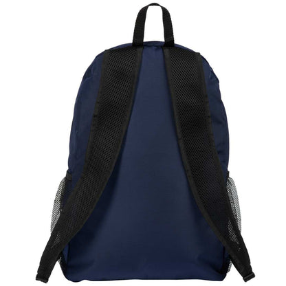 Rear View of Blue Packable Recycled Backpack plain