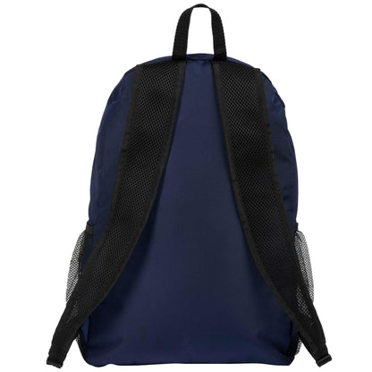 Rear View of Blue Packable Recycled Backpack plain