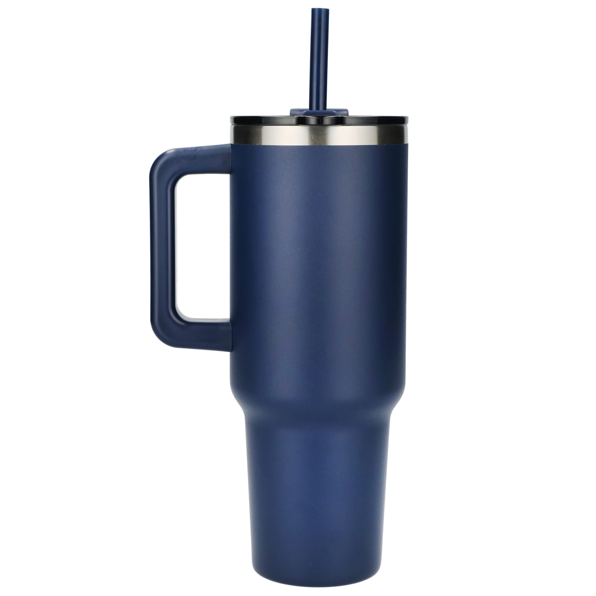 Rear View of Blue Pinnacle Recycled Travel Tumbler with Straw 40oz plain
