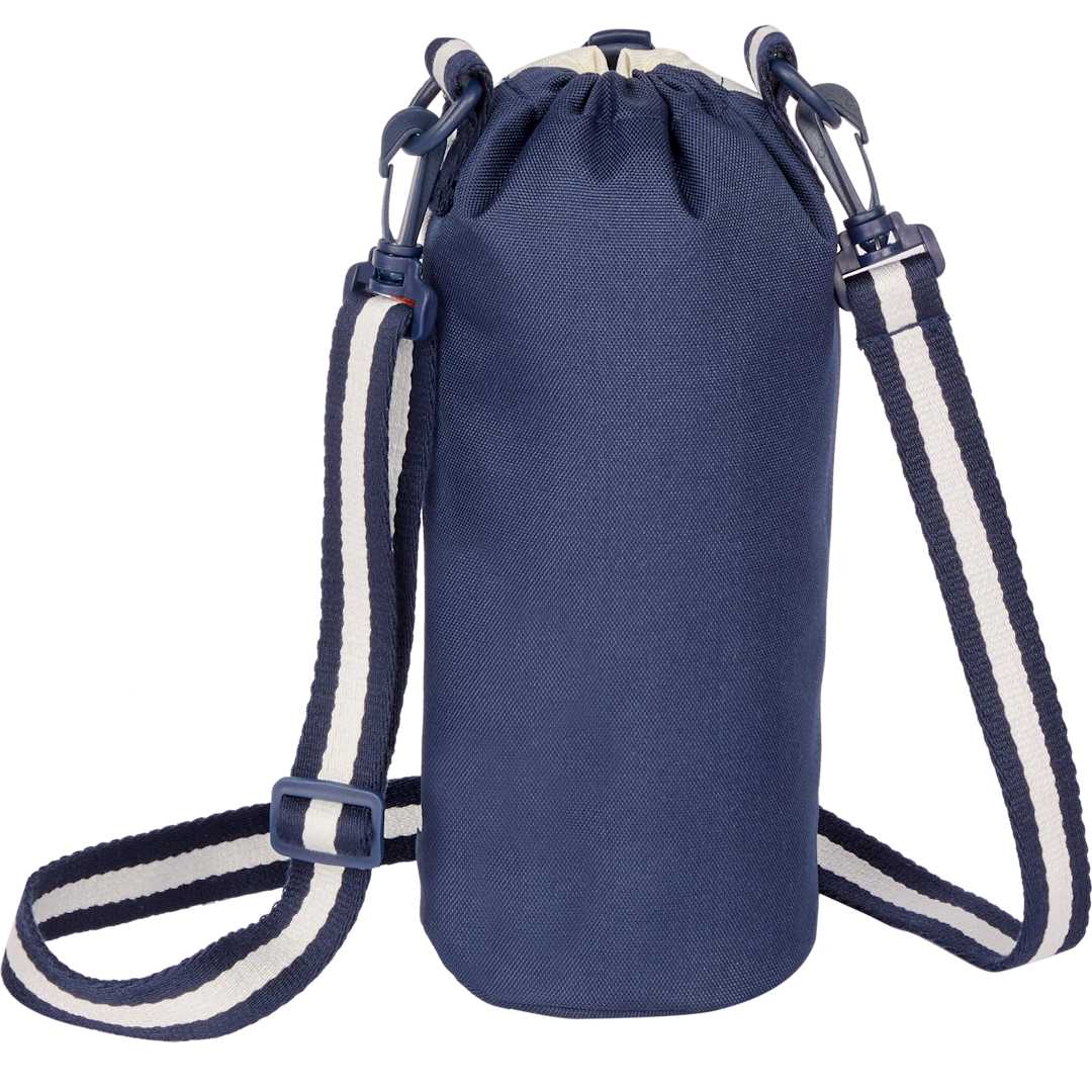 Rear View of Blue Retro Sport Recycled Bottle Sling plain