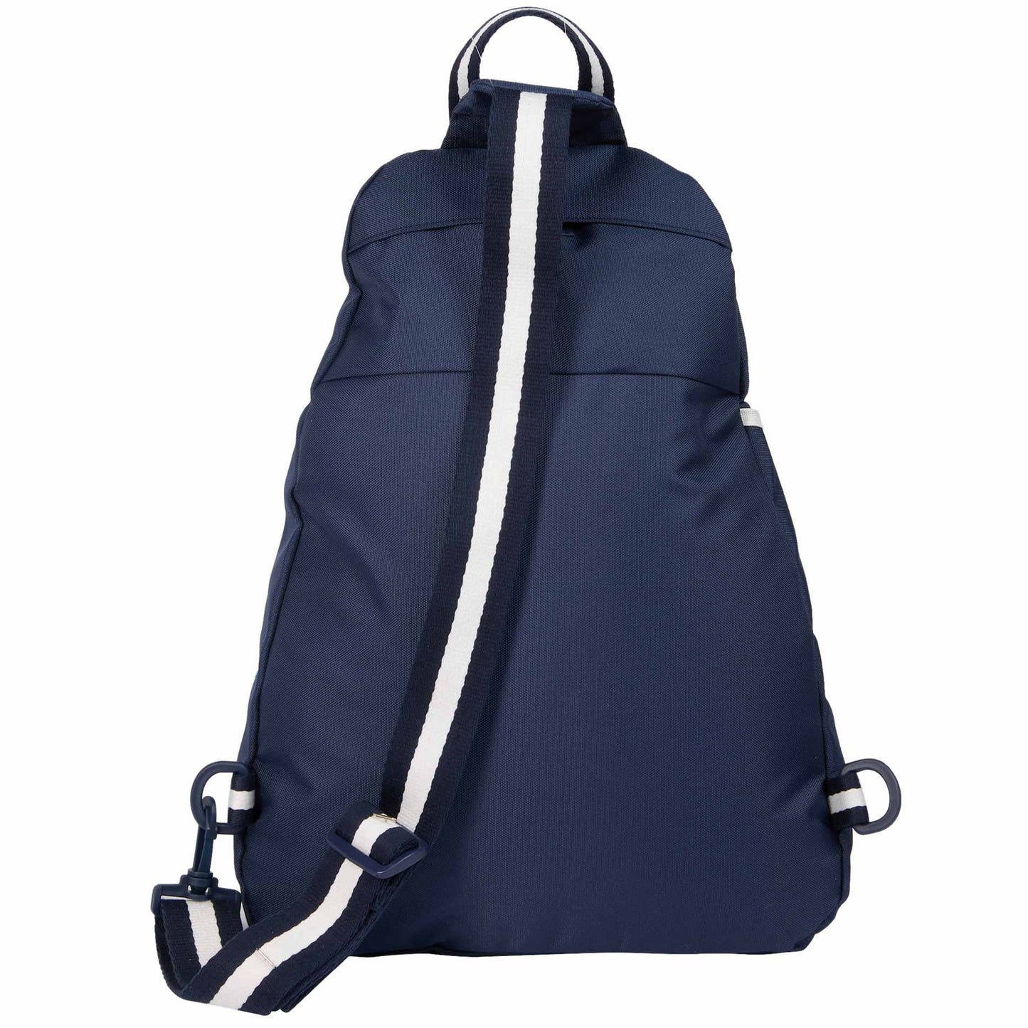 Rear View of Blue Retro Sport Recycled Sling Backpack plain
