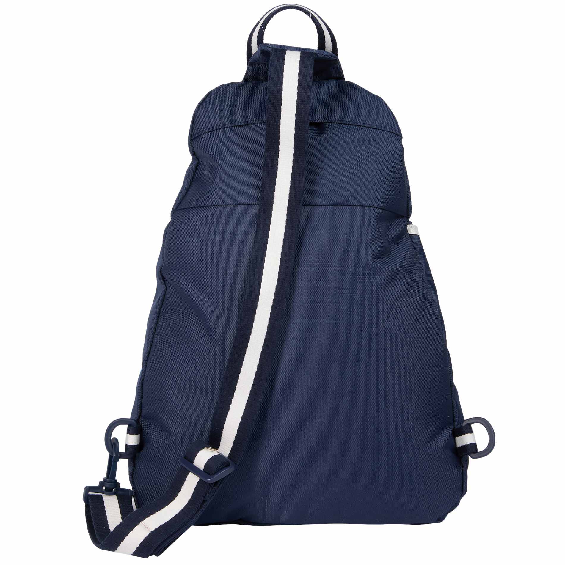 Rear View of Blue Retro Sport Recycled Sling Backpack plain