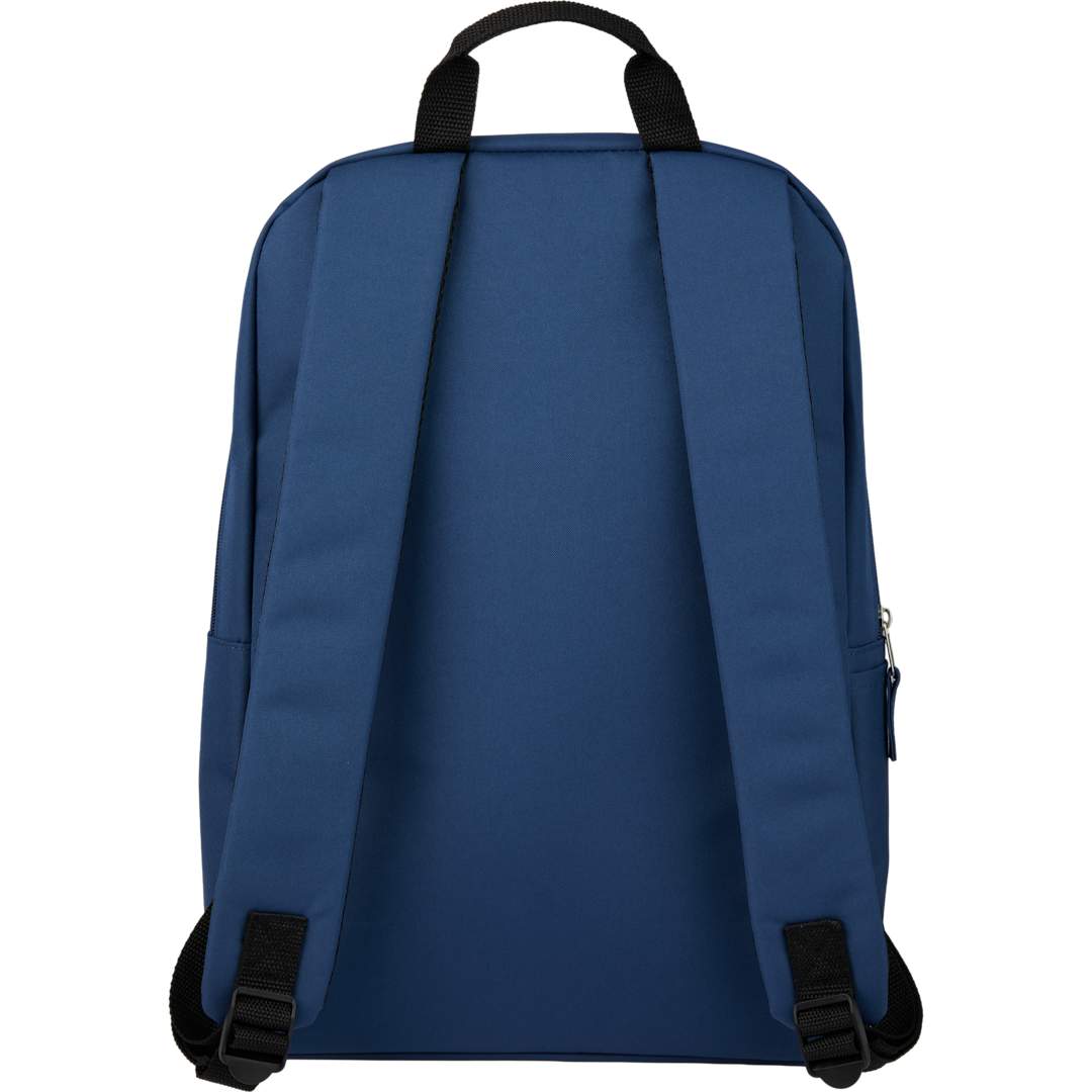 Rear View of Blue Ripple Recycled 15" Computer  Backpack plain