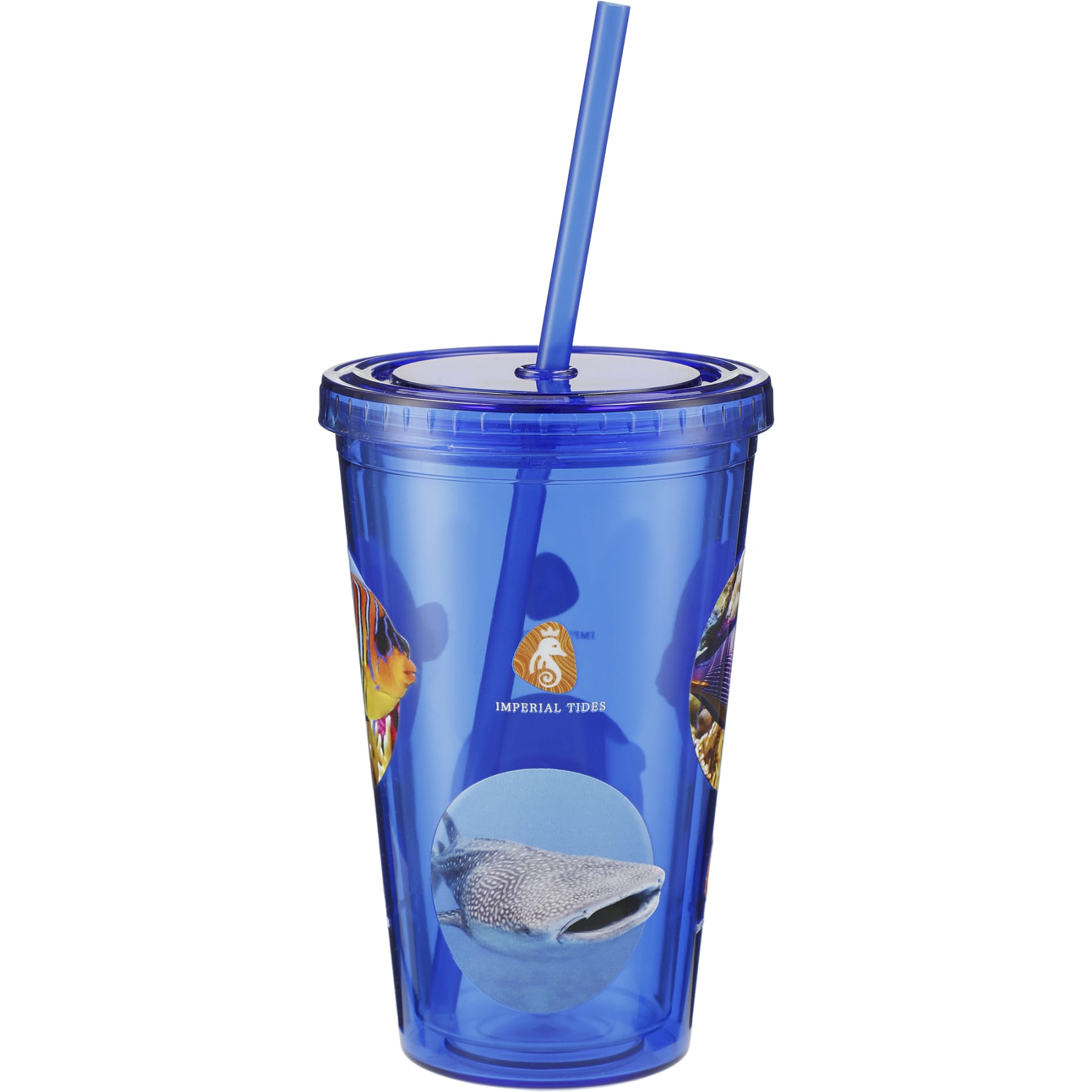 Rear View of Blue Sedici Tumbler 16oz