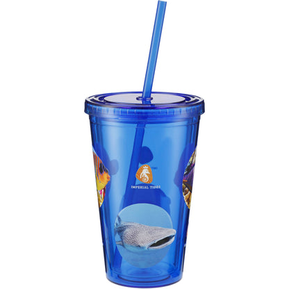 Rear View of Blue Sedici Tumbler 16oz