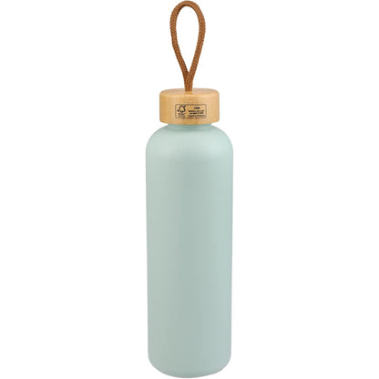 Rear View of Blue Tania Recycled Bottle w/ FSC® Bamboo Lid 26oz
