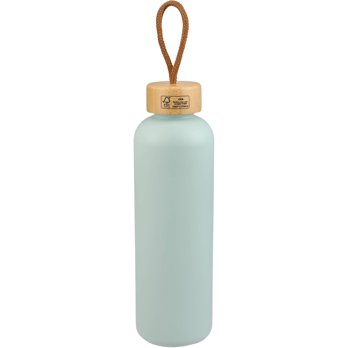 Rear View of Blue Tania Recycled Bottle w/ FSC® Bamboo Lid 26oz