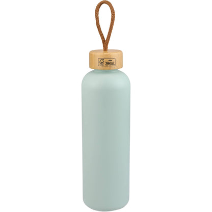 Rear View of Blue Tania Recycled Bottle w/ FSC® Bamboo Lid 26oz