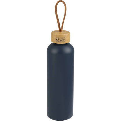 Rear View of Blue Tania Recycled Bottle w/ FSC® Bamboo Lid 26oz