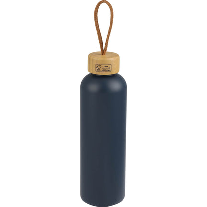 Rear View of Blue Tania Recycled Bottle w/ FSC® Bamboo Lid 26oz
