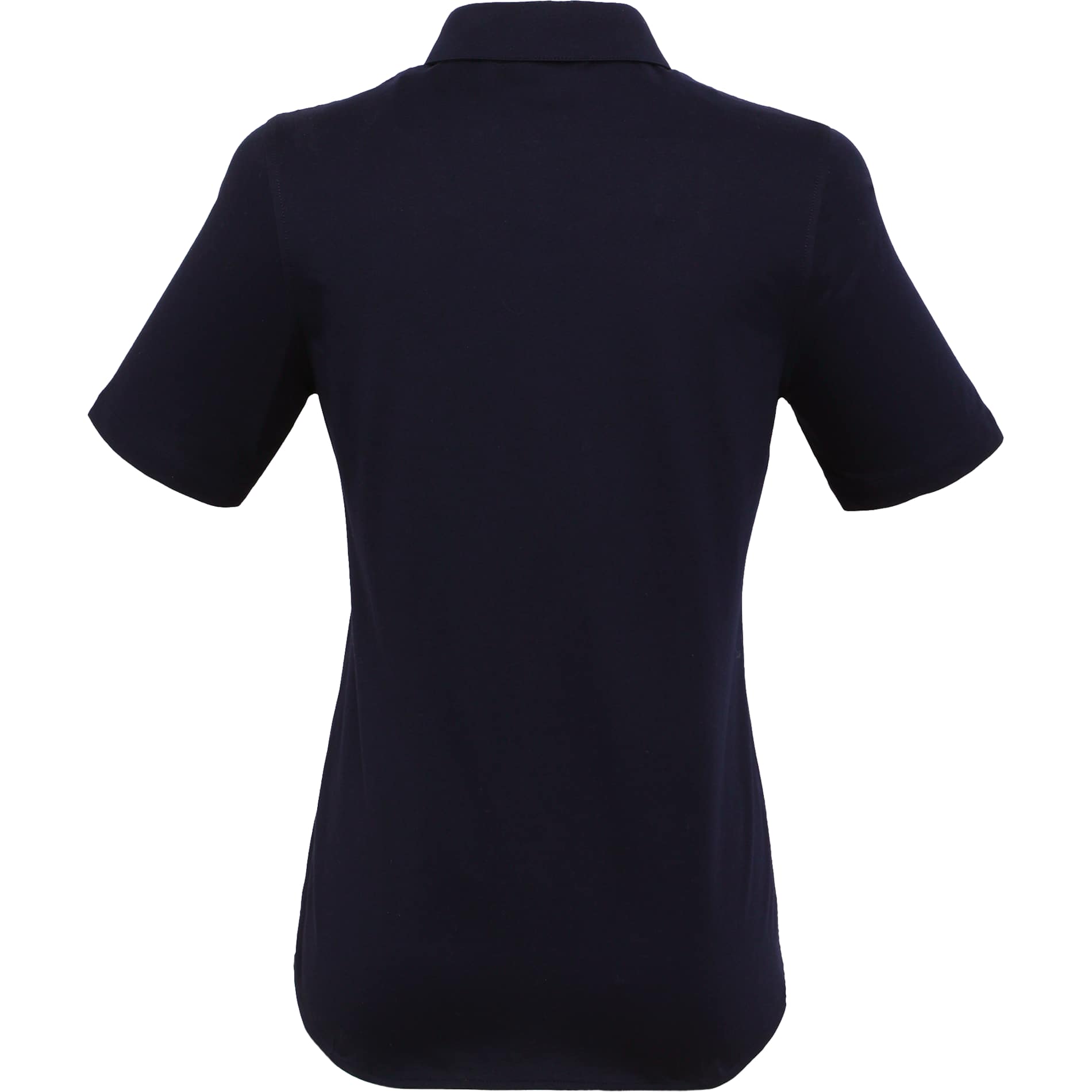 Rear View of Blue TATRA Eco Short Knit Button Up Sleeve Shirt - Women's plain