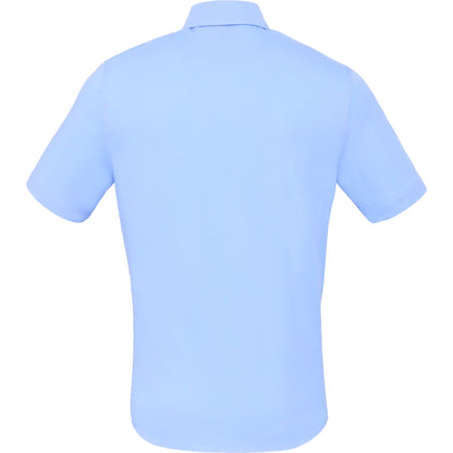Rear View of Blue TATRA Eco Short Sleeve Knit Shirt - Men's plain