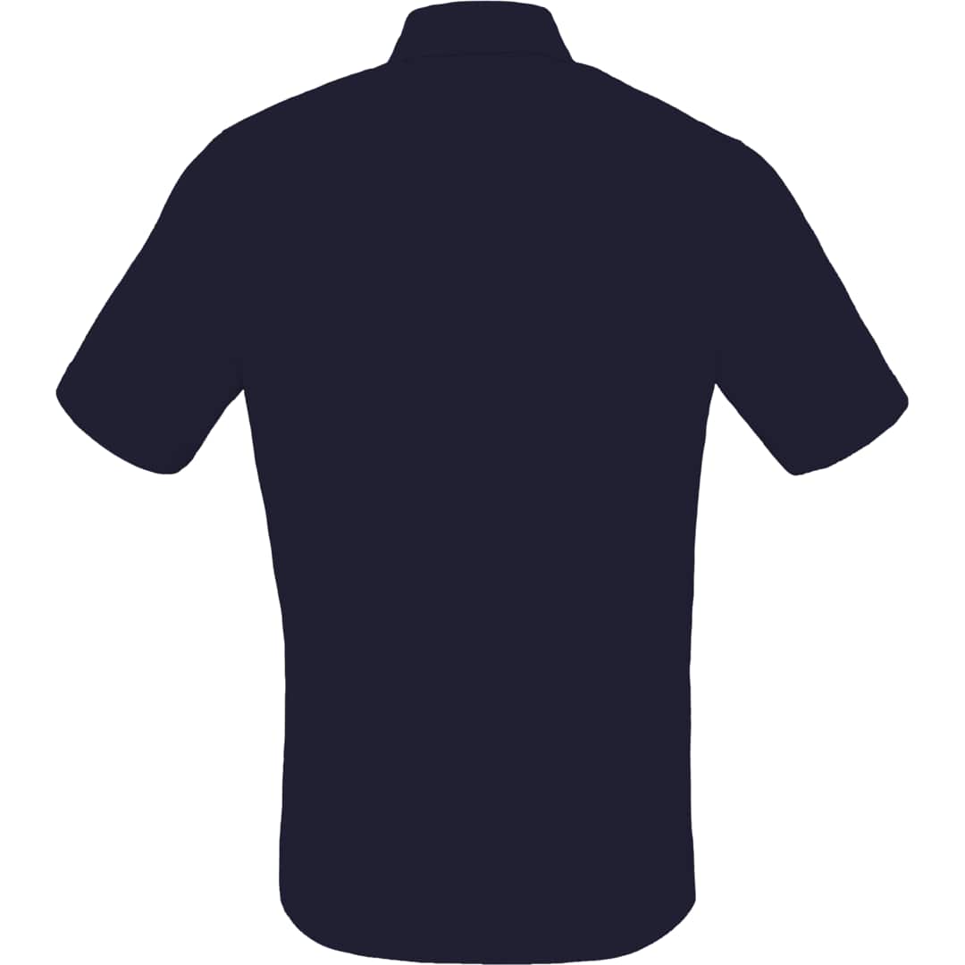 Rear View of Blue TATRA Eco Short Sleeve Knit Shirt - Men's plain