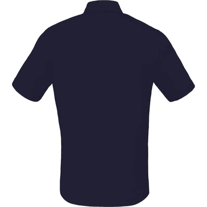 Rear View of Blue TATRA Eco Short Sleeve Knit Shirt - Men's plain