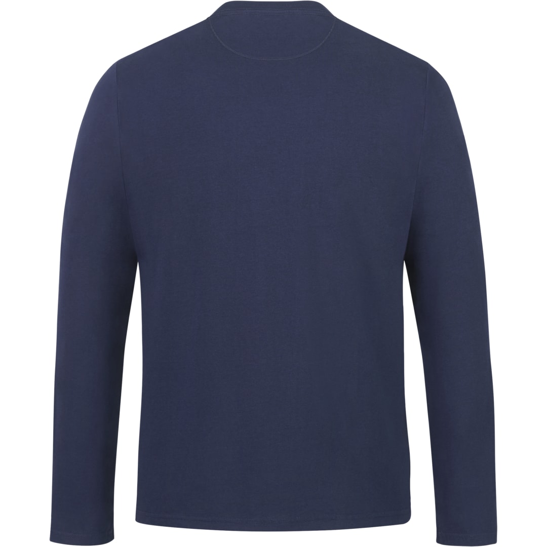 Rear View of Blue tentree Organic Cotton Longsleeve Tee - Men's plain