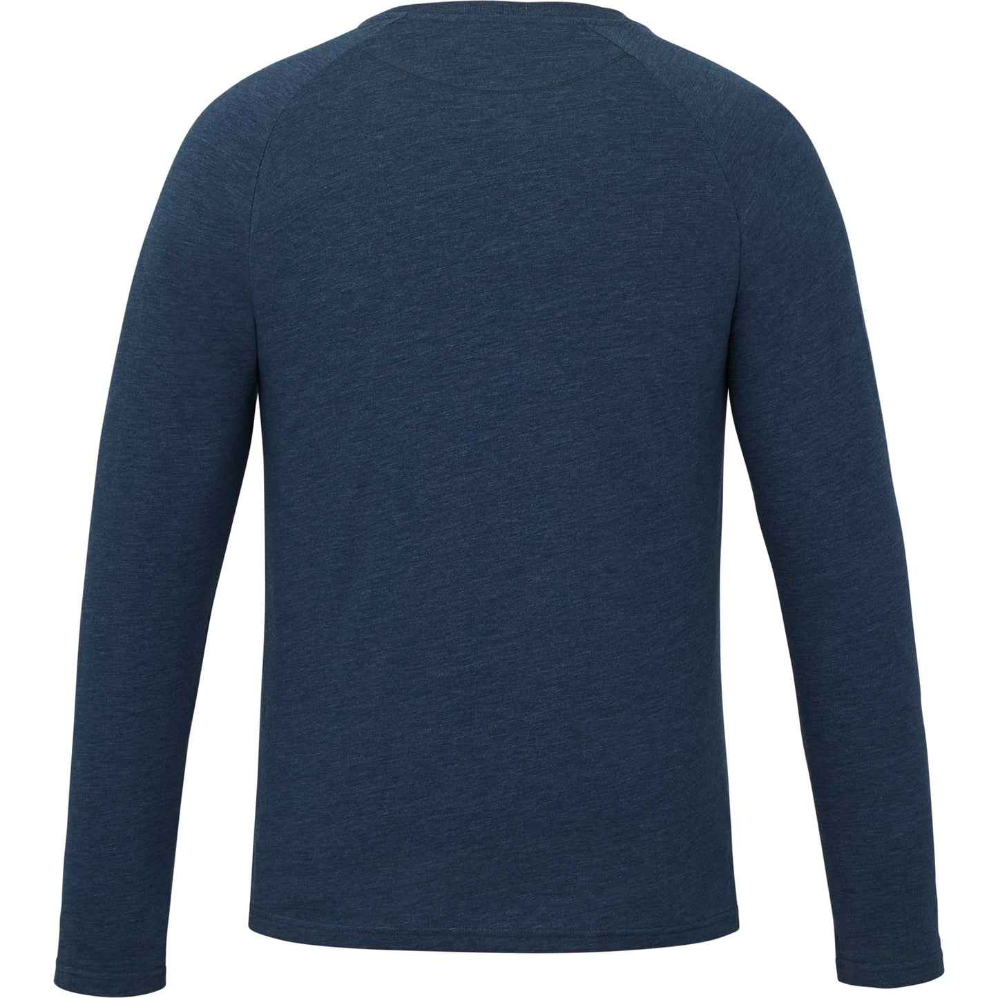 Rear View of Blue tentree TreeBlend Classic Henley Longsleeve - Men's plain