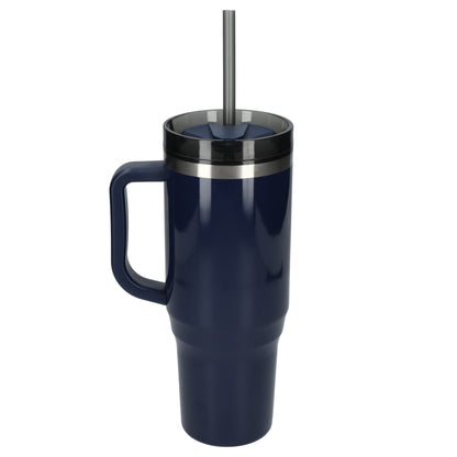 Rear View of Blue Thor 40oz Straw Tumbler plain