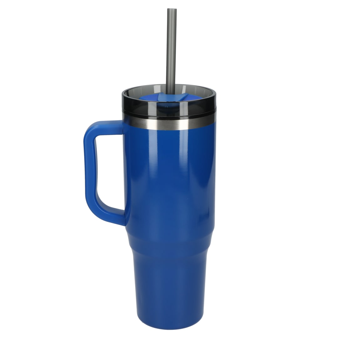 Rear View of Blue Thor 40oz Straw Tumbler plain
