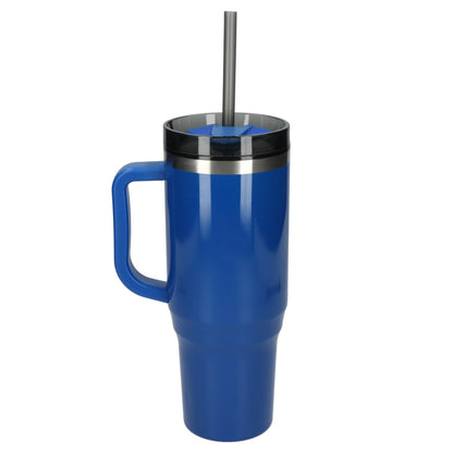 Rear View of Blue Thor 40oz Straw Tumbler plain