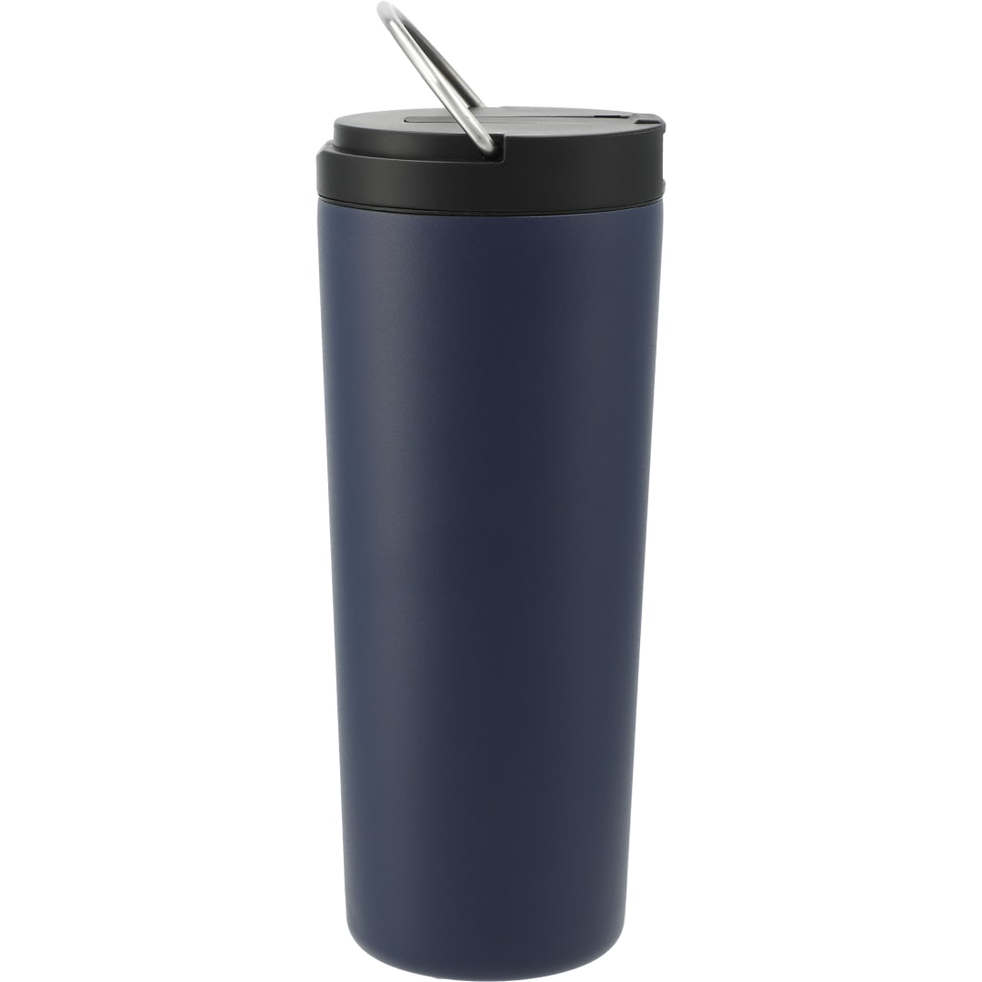 Rear View of Blue Thor Copper Insulated Tumbler 24oz Flip Straw Lid