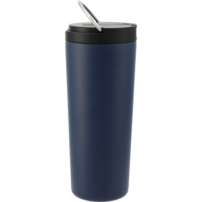 Rear View of Blue Thor Copper Insulated Tumbler 24oz Flip Straw Lid