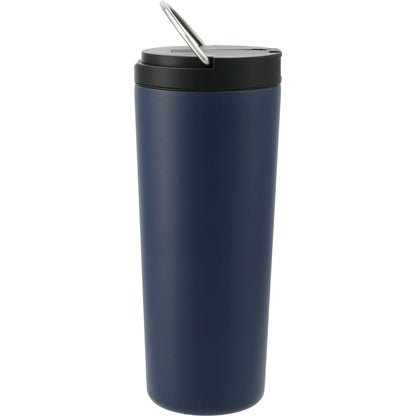 Rear View of Blue Thor Copper Insulated Tumbler 24oz Flip Straw Lid