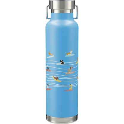 Rear View of Blue Thor Copper Vacuum Insulated Bottle 22oz