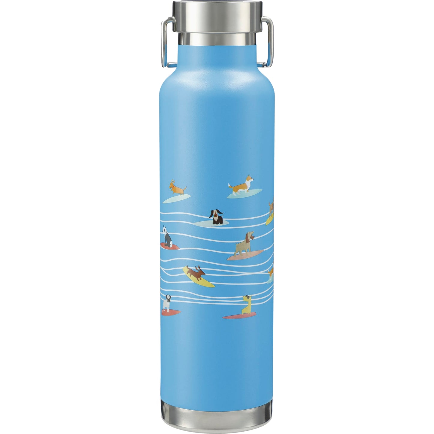 Rear View of Blue Thor Copper Vacuum Insulated Bottle 22oz