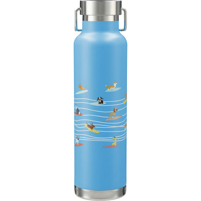 Rear View of Blue Thor Copper Vacuum Insulated Bottle 22oz