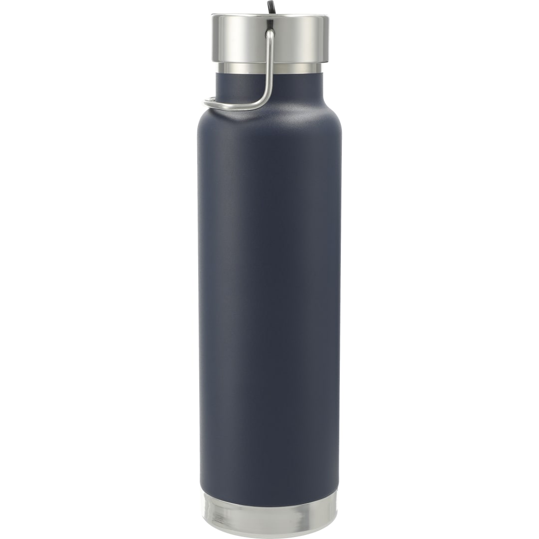 Rear View of Blue Thor Copper Vacuum Insulated Bottle 25oz Straw Lid