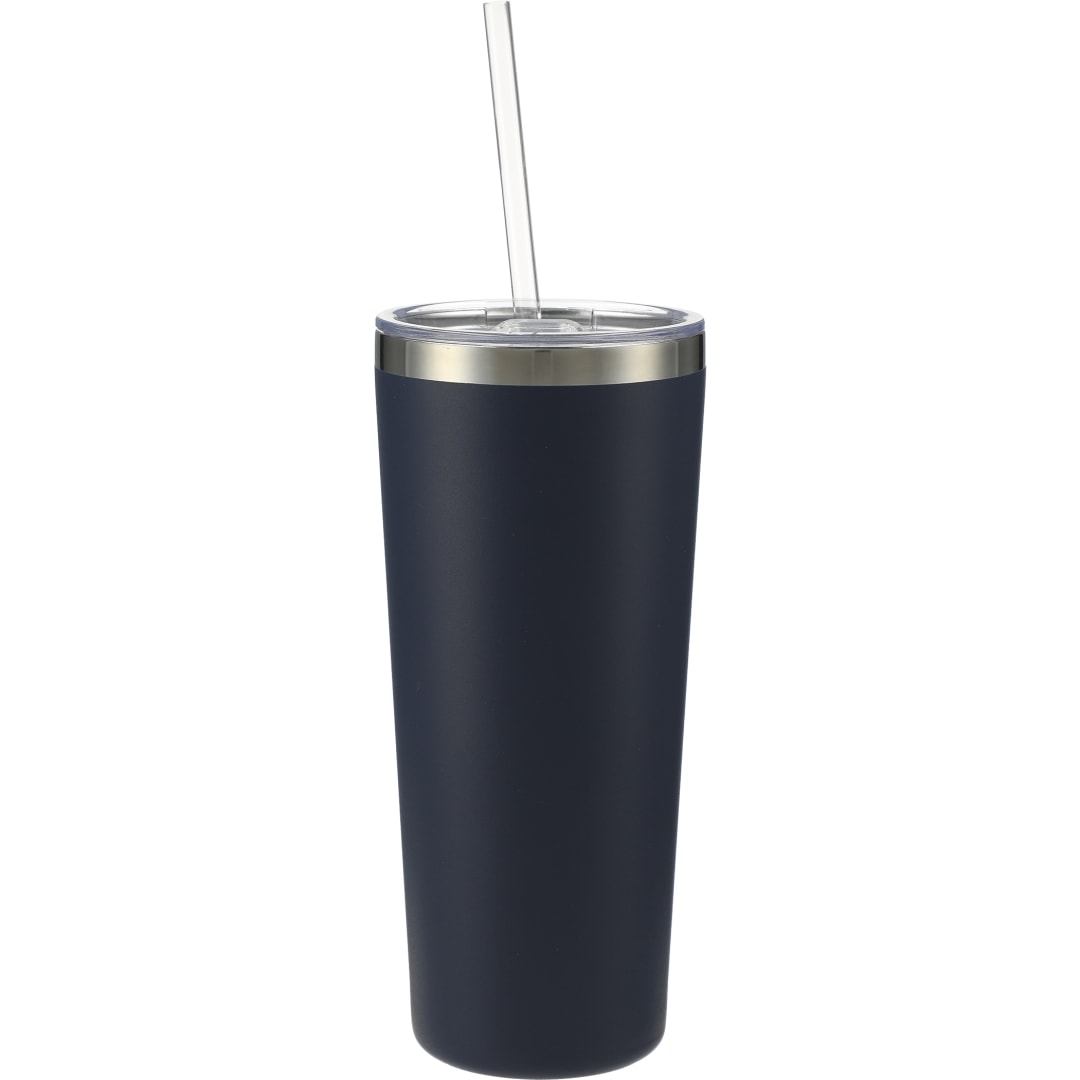 Rear View of Blue Thor Copper Vacuum Insulated Tumbler 22oz plain