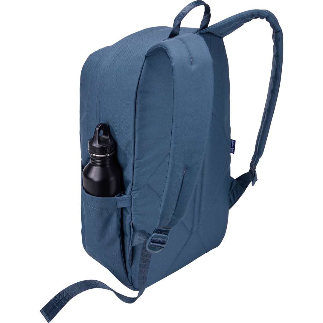 Rear View of Blue Thule Heritage Notus 16" Computer Backpack 20L plain