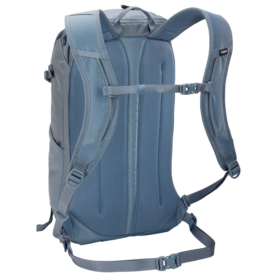 Rear View of Blue Thule Recycled All Trail 18L 15" Laptop Backpack plain