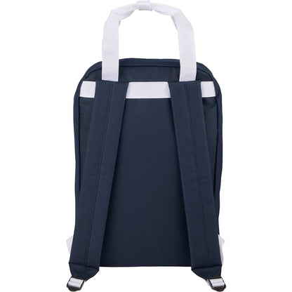 Rear View of Blue Varsity Recycled Backpack