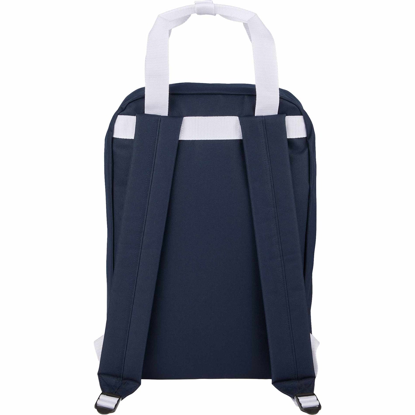 Rear View of Blue Varsity Recycled Backpack