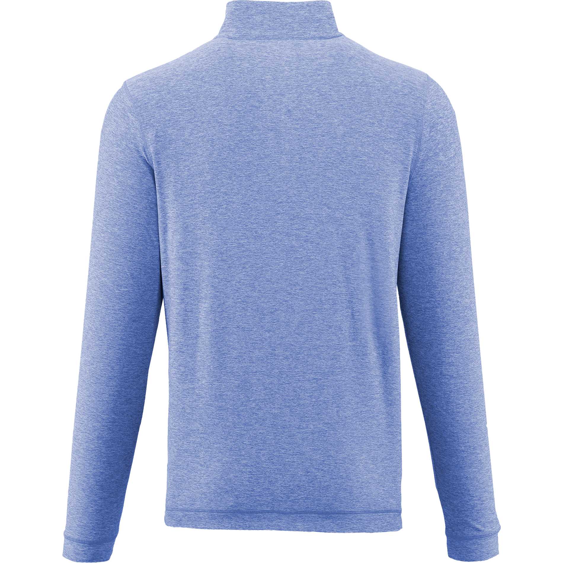 Rear View of Blue WELLABLE Men's Knit 1/4 Zip plain