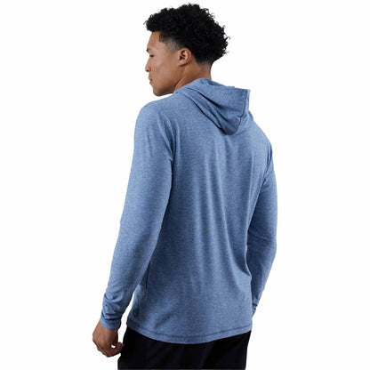 Rear View of Blue WELLABLE Men's Knit Hoodie plain