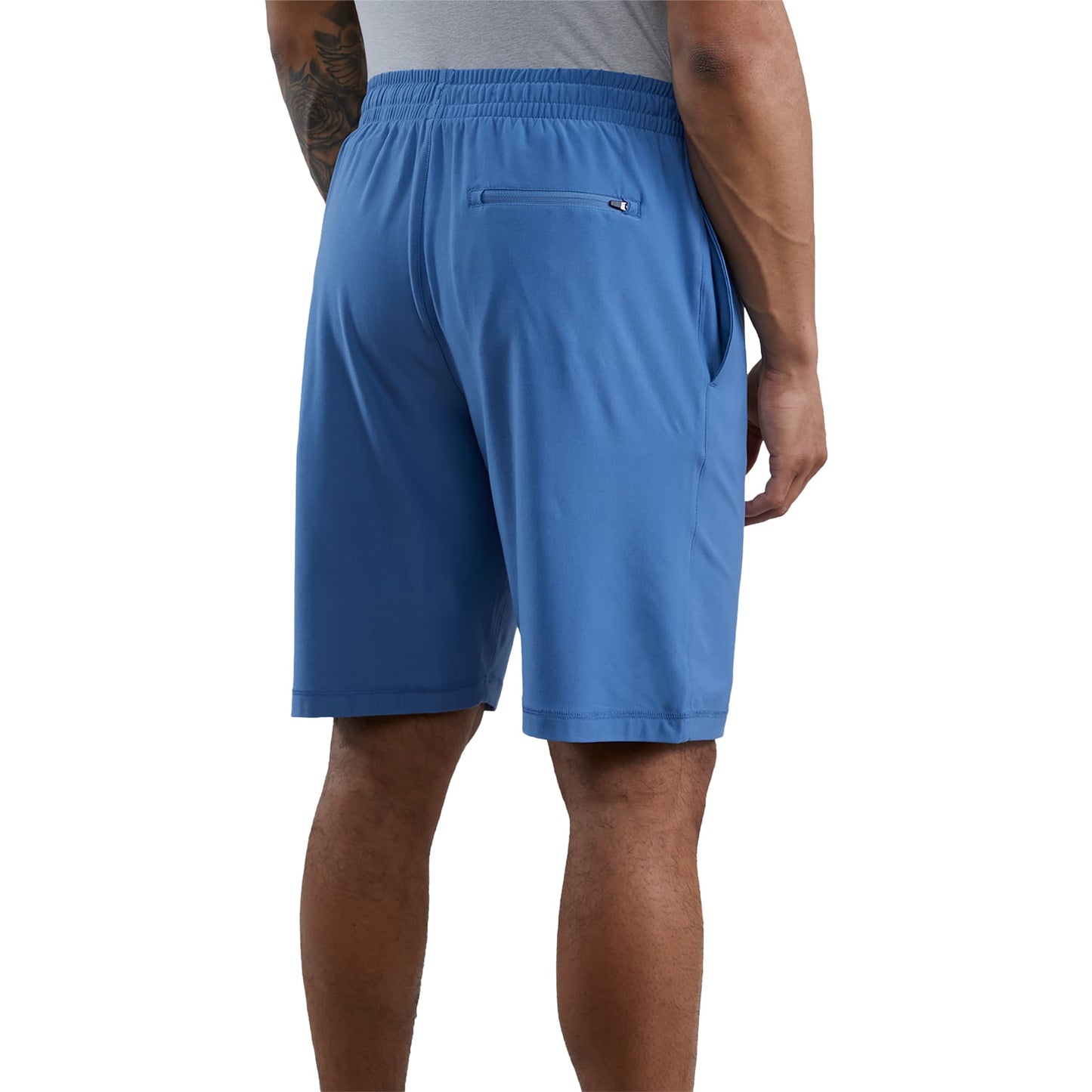 Rear View of Blue WELLABLE Men's Knit Short plain