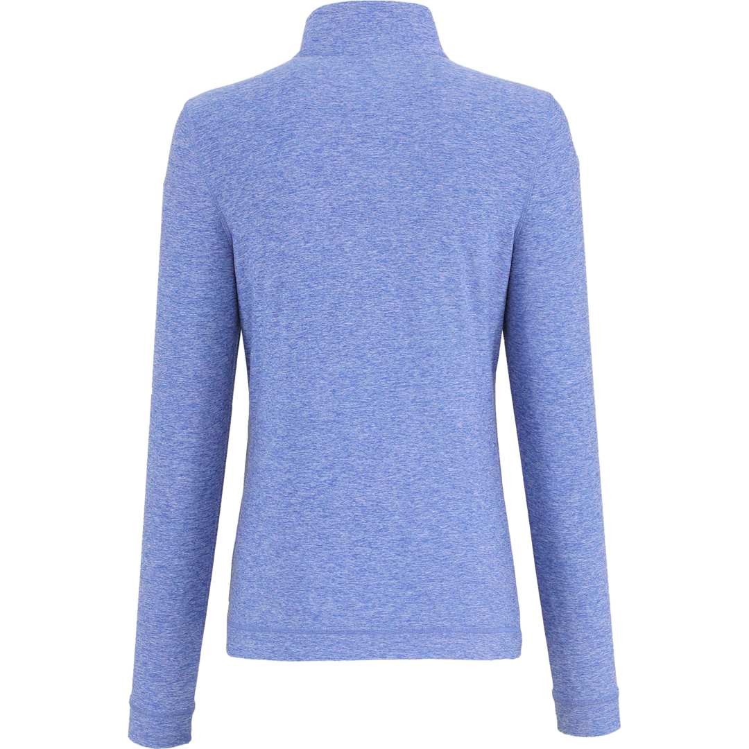 Rear View of Blue WELLABLE Women's Knit 1/4 Zip plain