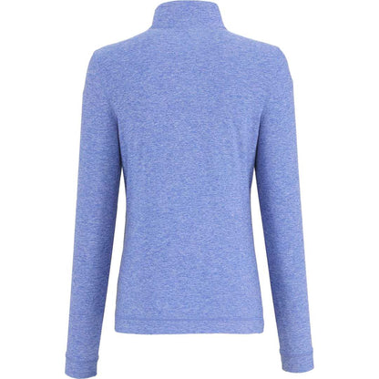 Rear View of Blue WELLABLE Women's Knit 1/4 Zip plain