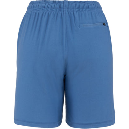 Rear View of Blue WELLABLE Women's Knit Short plain