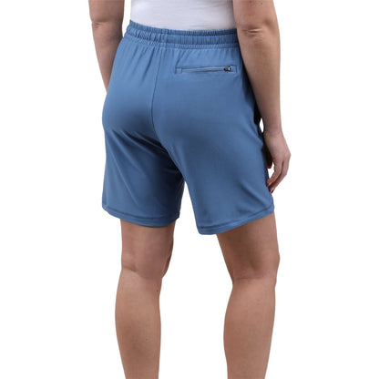 Rear View of Blue WELLABLE Women's Knit Short plain